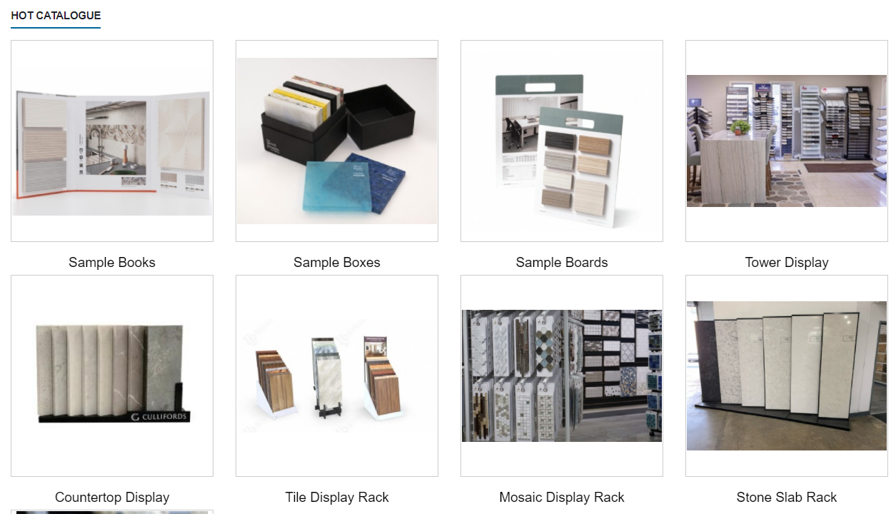 sample display for stone tile carpet flooring